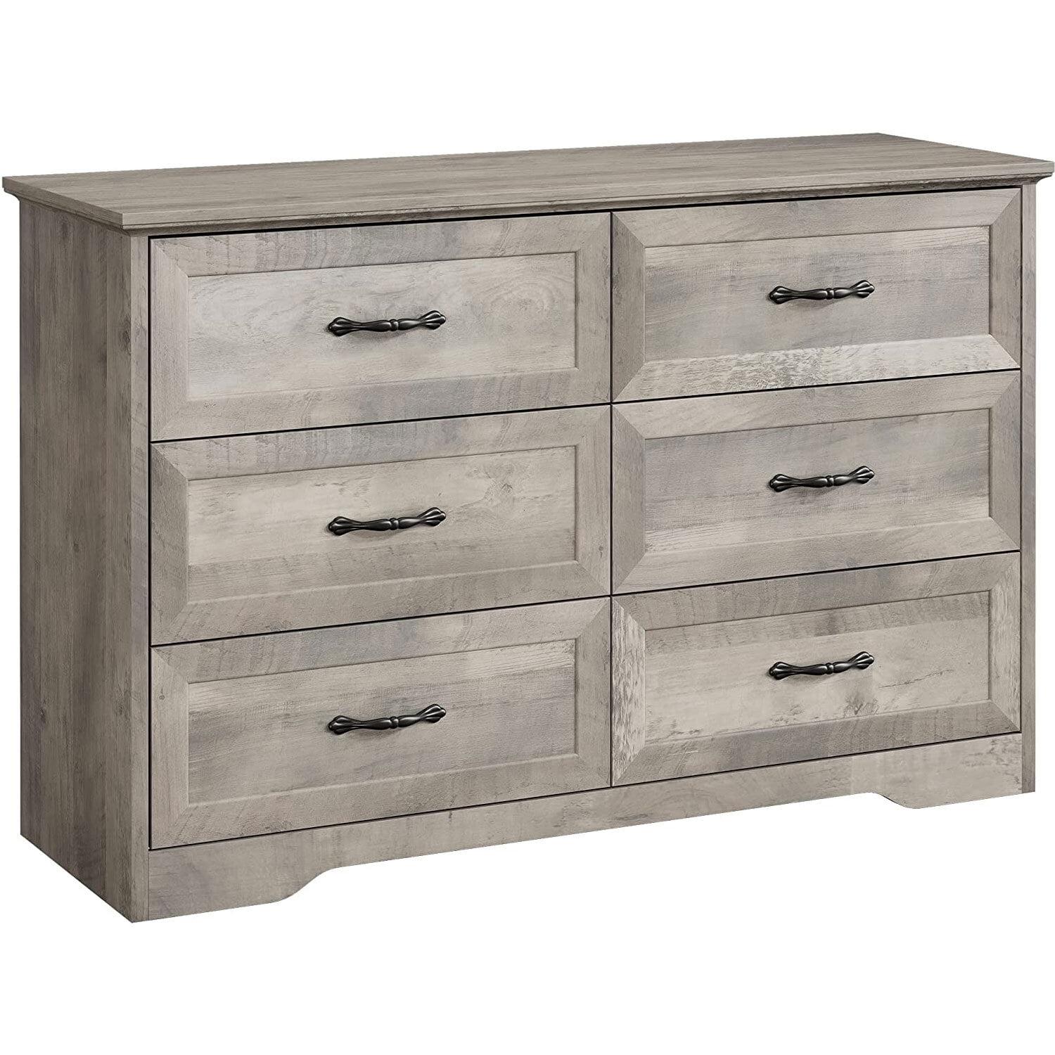 Gray Farmhouse 6-Drawer Wooden Nursery Dresser