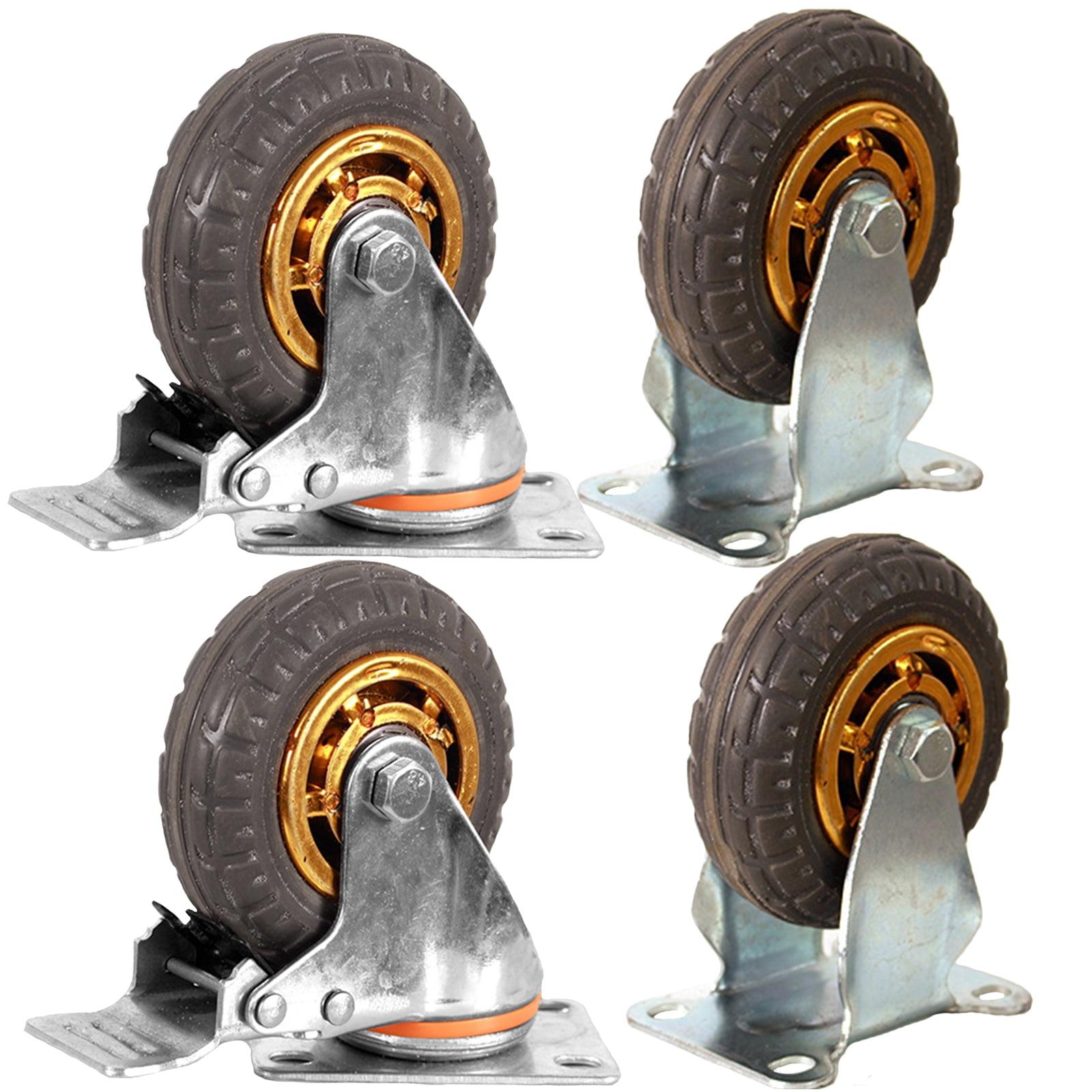 Ycvsad 3 inch Caster Wheels Heavy Duty casters Set of 4,Rubber Swivel Caster Quiet Anti-Skid with Brake 360 Degree Double Ball Bearing Castors(2PCS Fixed Caster Wheels 2PCS Swivel Casters with Brake)