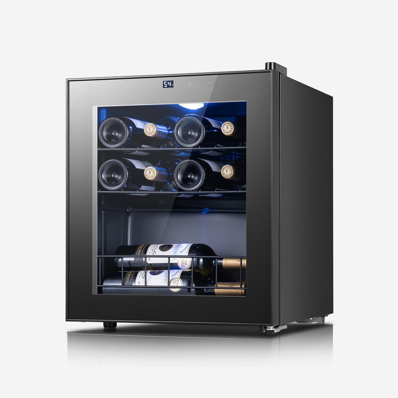 Yeego Wine Refrigerator Cooler, 12 Bottle Freestanding Wine Fridge, Mini Wine Cellars Glass Door for Home, Office