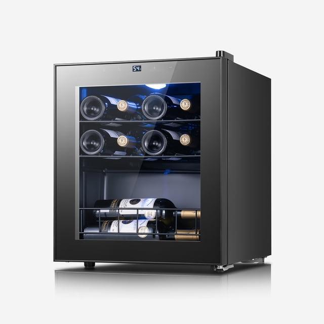 Yeego Wine Refrigerator Cooler, 12 Bottle Freestanding Wine Fridge, Mini Wine Cellars Glass Door for Home, Office