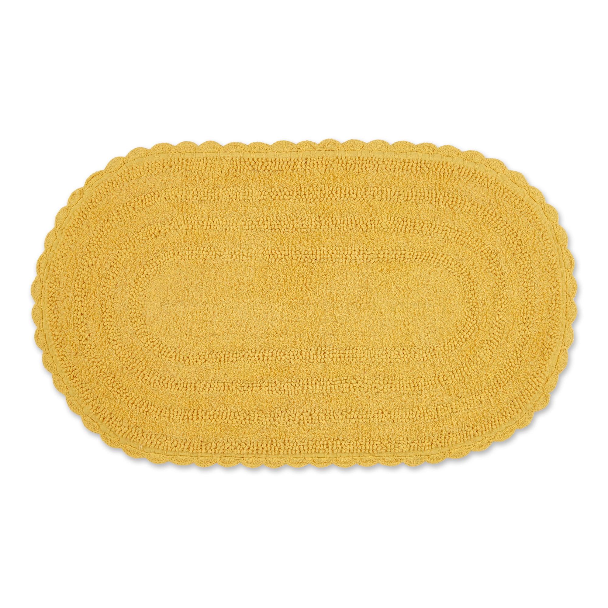 Design Imports Yellow Large Oval Crochet Bath Mat