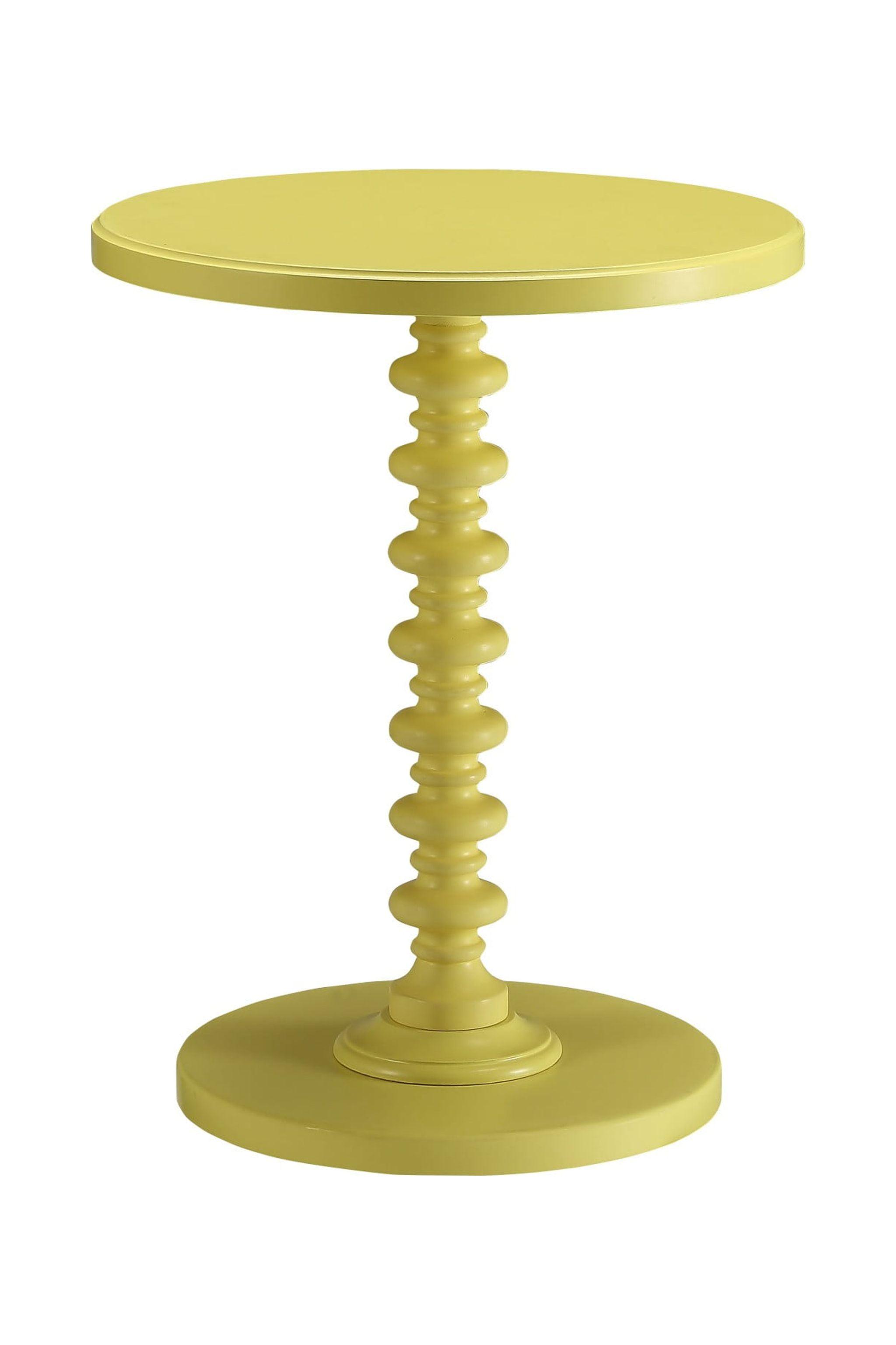 Yellow Solid Wooden Spindle Side Table