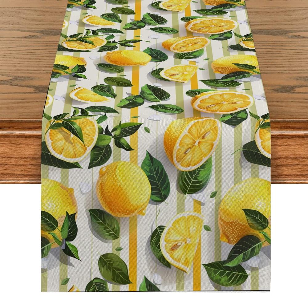 Saro Lifestyle Printed Lemon Design Table Runner