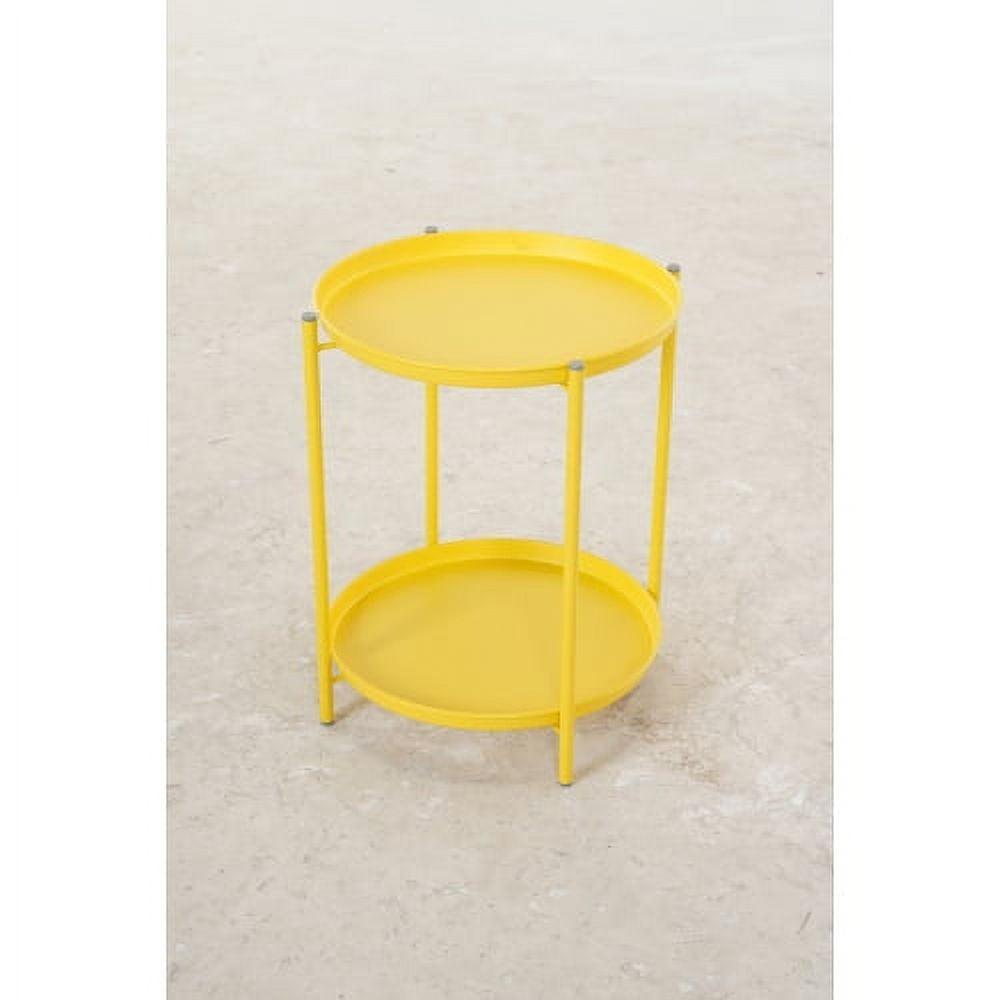 Yellow 2-Tier Steel Round Patio End Table