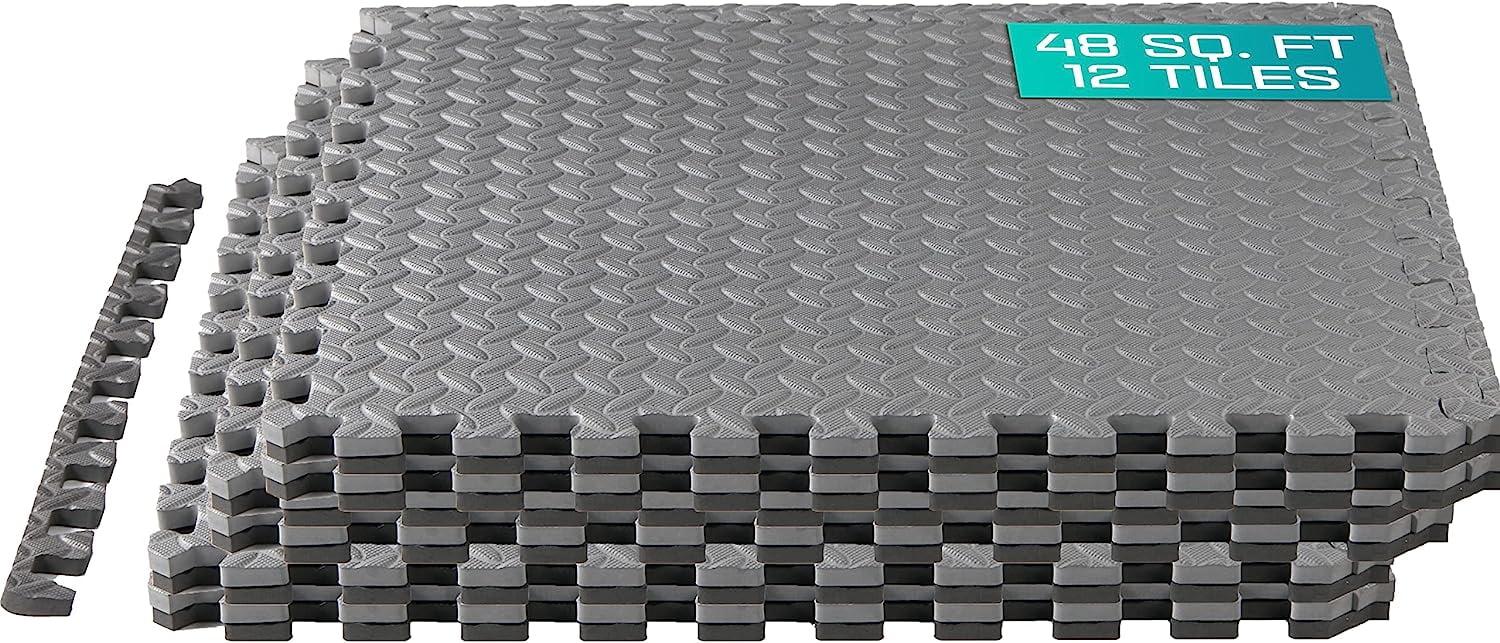 Yes4All 24, 48, 120 SQ. FT Puzzle/Interlocking Exercise Mat Tiles for Home Gym, Exercise EVA Foam Floor Padding with Border for Workout Equipment