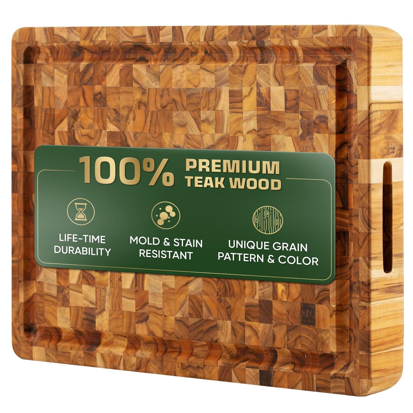 Durable Teak Cutting Boards, [17''L x 13''W x 1.5” Thick], End Grain Wood Cutting Boards
