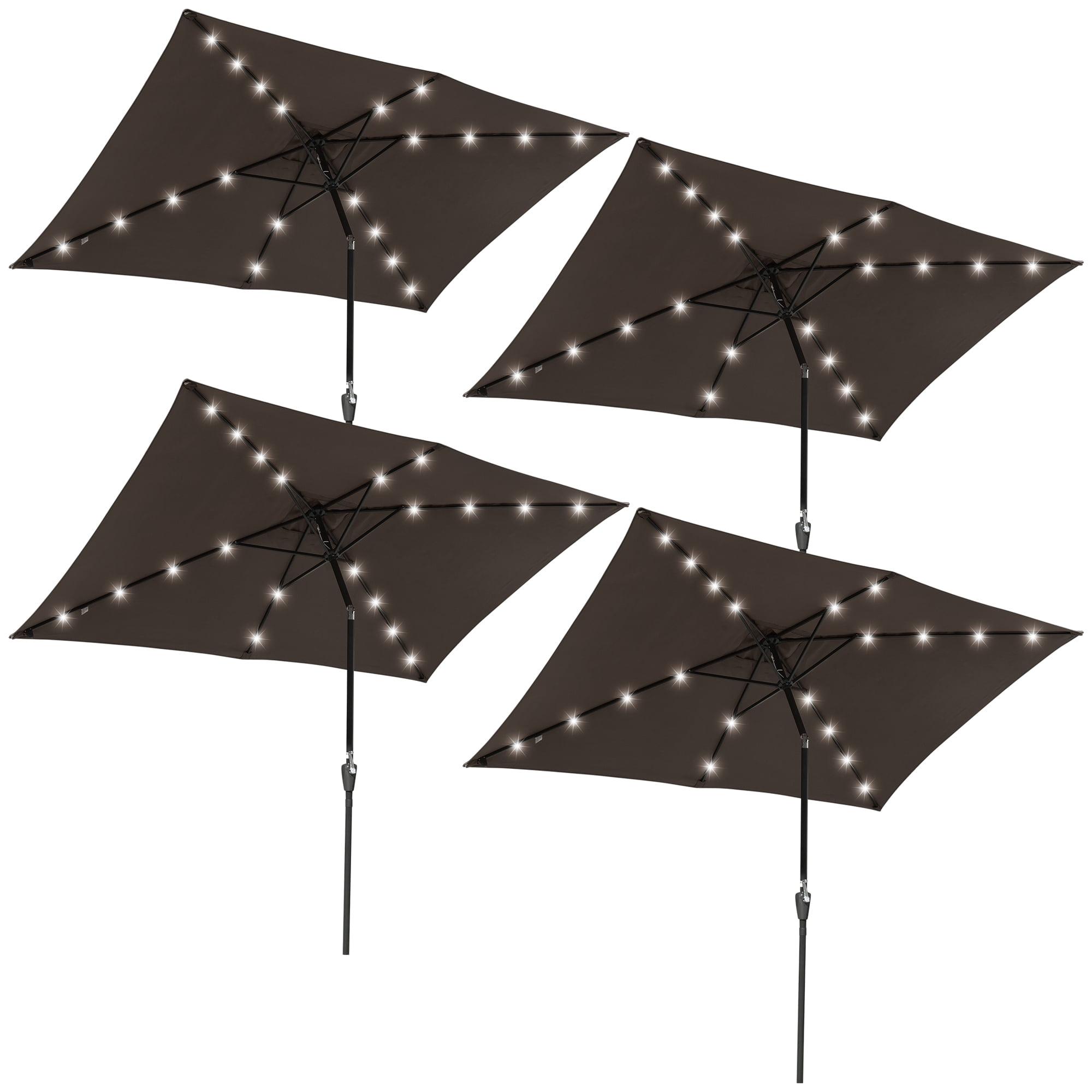 Yescom 10x6.5 ft Rectangle Outdoor Patio Aluminium Umbrella Solar Powered Led Light Crank Tilt Chocolate(Pack of 4)
