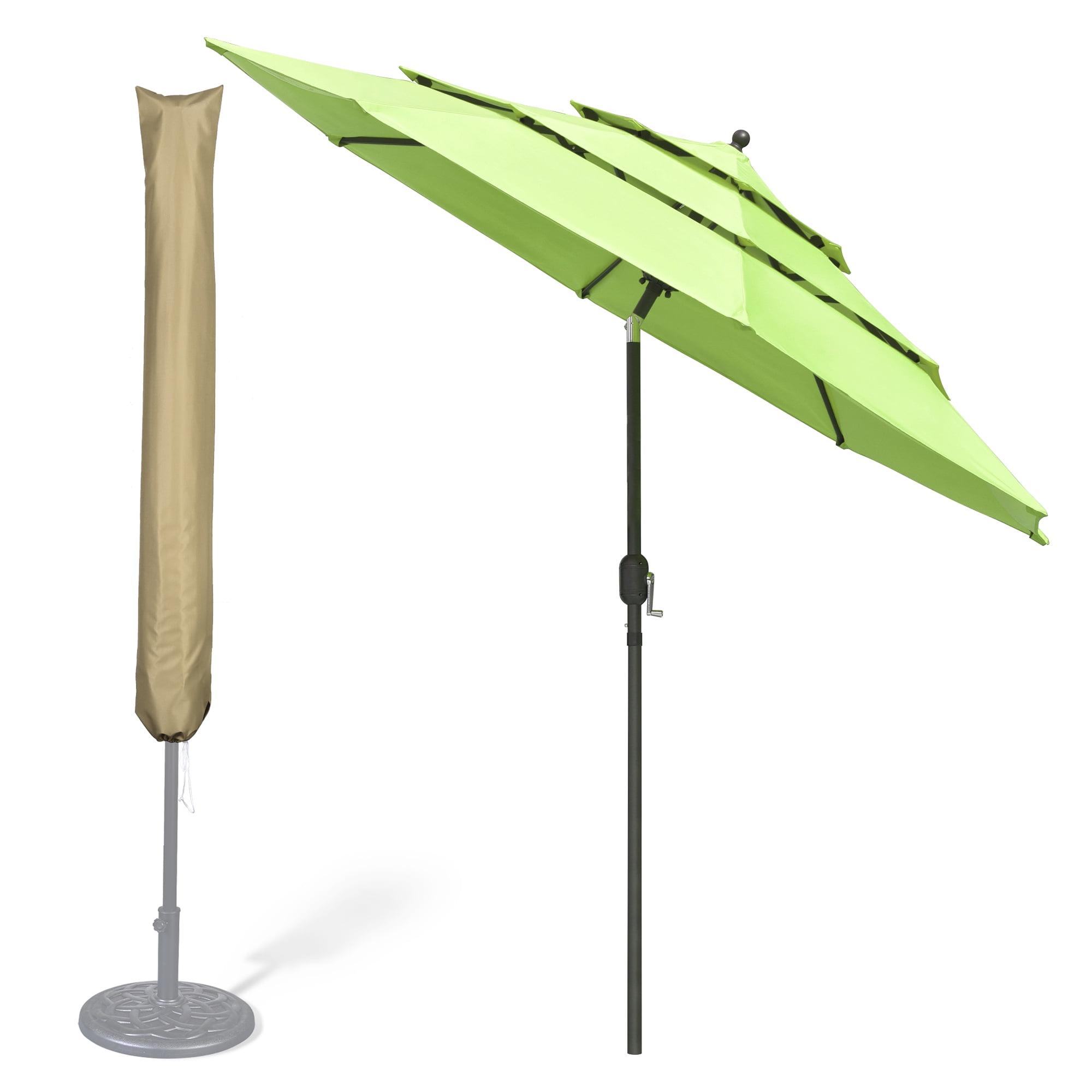 9 Ft Apple Green Aluminum Tilting Patio Umbrella with Crank