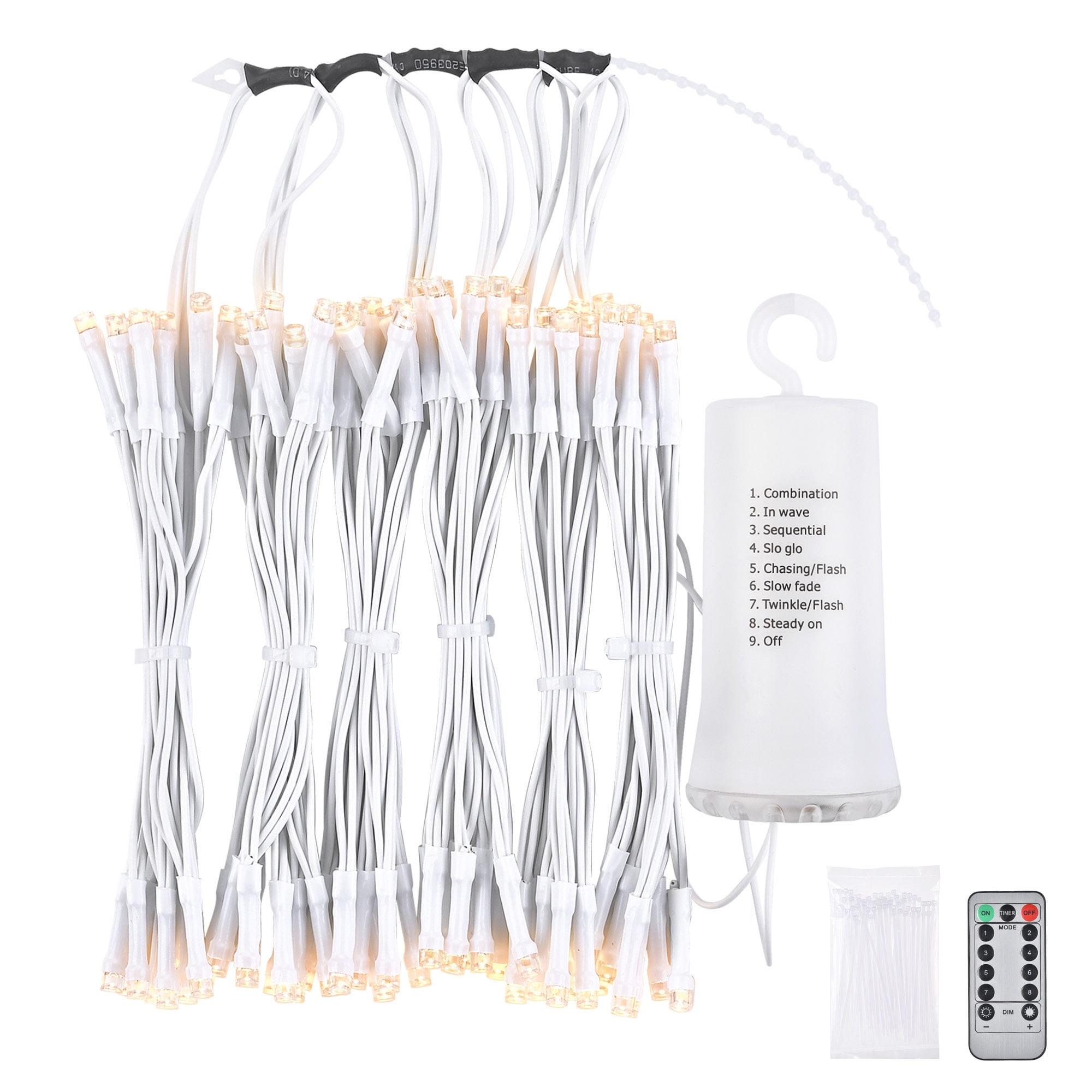 Yescom Patio Umbrella Solar String Light with Remote Control Timer Fit 6-Rib 7/8/9 Ft Outdoor 96 RGB LED 8 Mode Camping