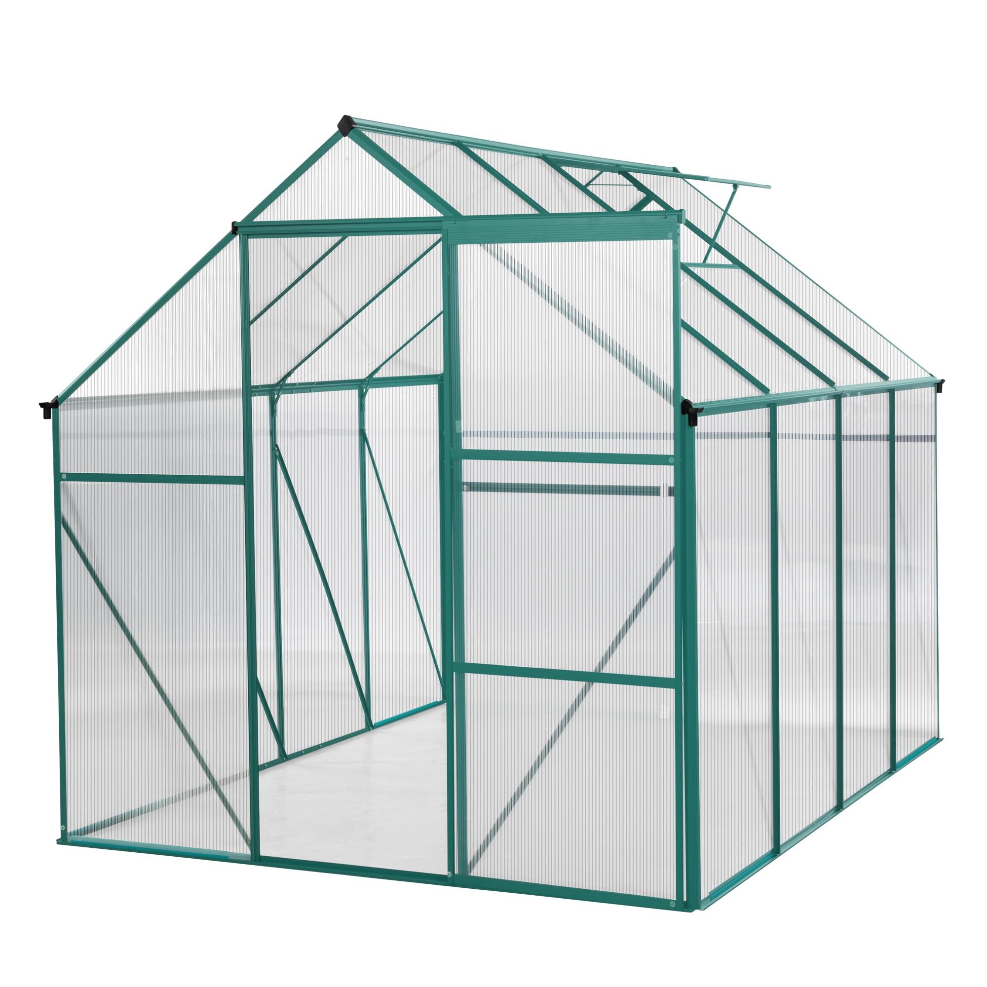 Historyli Go5H 6x8 FT Polycarbonate Greenhouse With Sliding Door Adjustable Roof Aluminum Walk-in Greenhouses For Outdoor Patio Backyard