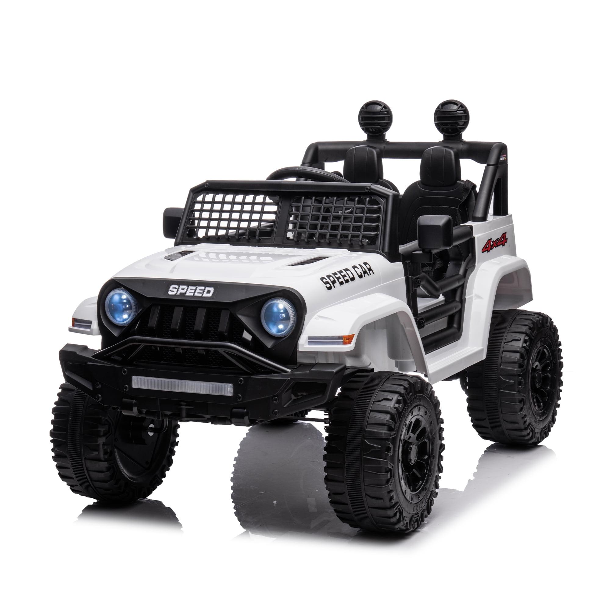 White 12V Kids Electric Ride-On Truck with Remote Control