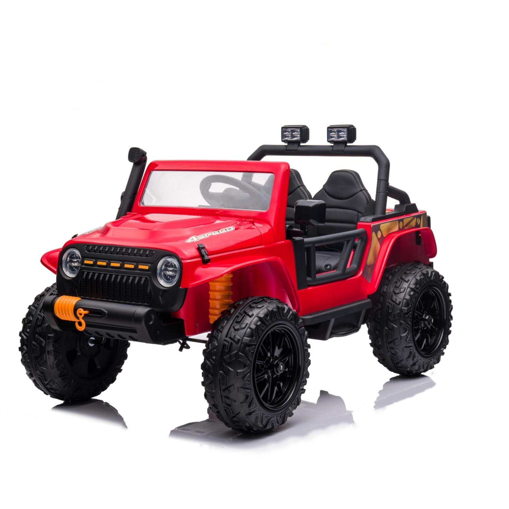 Red 12-Volt Ride-On Truck with Leather Seats and Remote Control