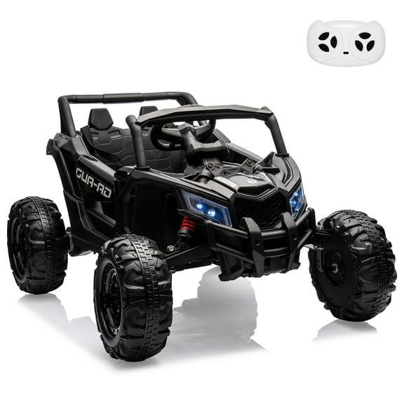 EastVita Ride on UTV Car, 24V Ride on Car Battery Powerd Electric Off-Road UTV Car w/Remote Control, 200W Motor, Spring Suspension, Music, LED Lights, Black