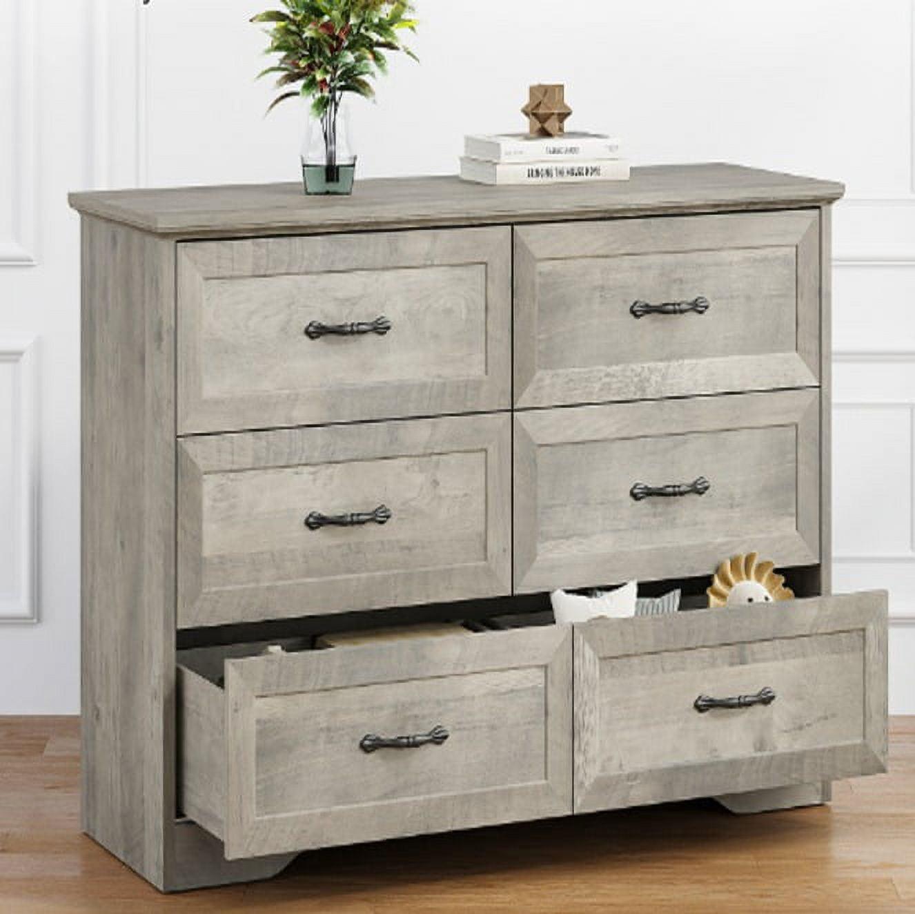 Litake Dresser for Bedroom with 6 Drawers, Wood Drawer Dresser Chest of Drawers for Closet, Living Room, Hallway, Nursery, Kids Bedroom, Light Grey