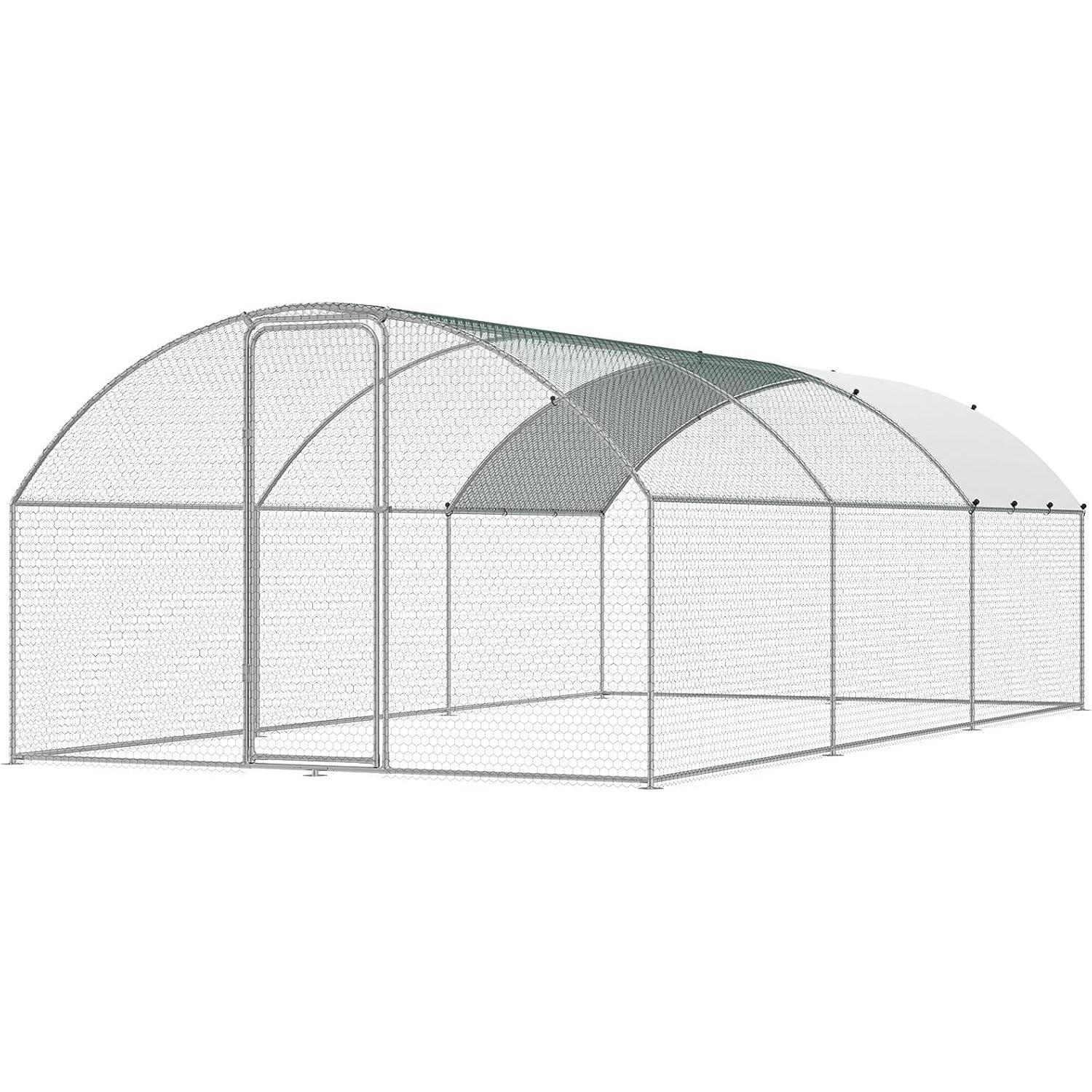 Tucker Murphy Pet™ Large Metal Chicken Coop with Run, 9.8x19.3x6.5 ft Walk-in Chicken Runs for Yard with Cover