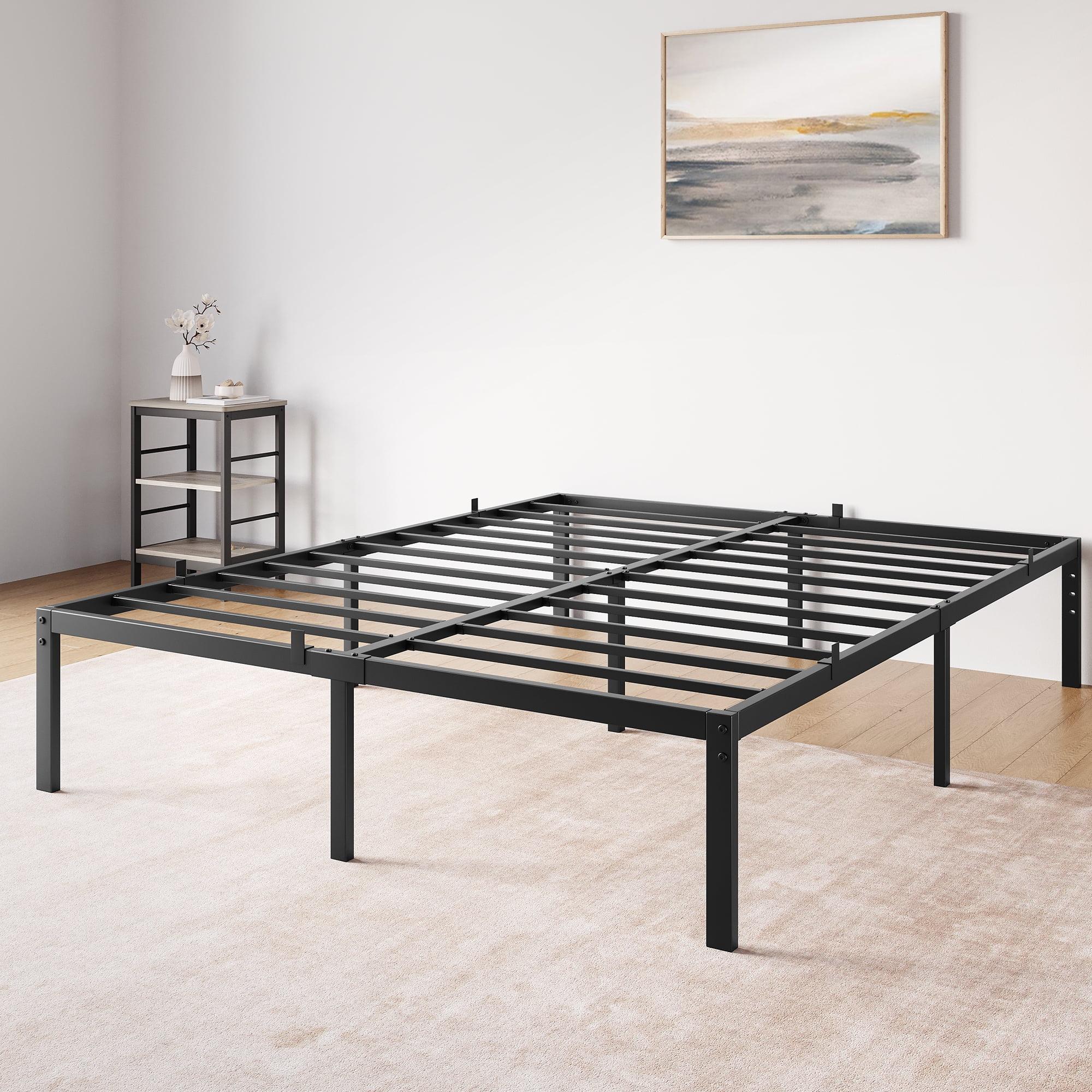 Whizmax 14 Inch Bed Frame with Storage,Metal Platform Bed Frame No Box Spring Needed Steel Slat Support, Black