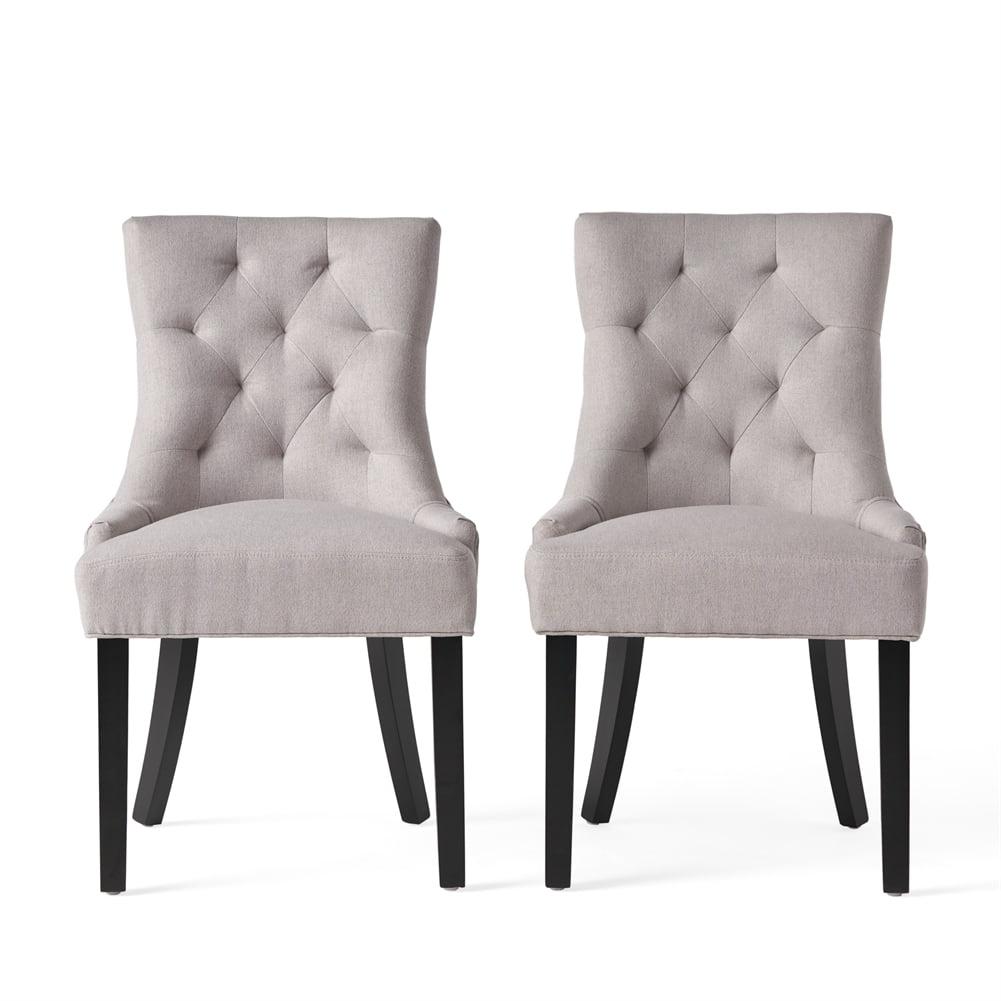 Christopher Knight Home Maggie Contemporary Tufted Armless Dining Chairs (Set of 2), Light Gray/Fabric