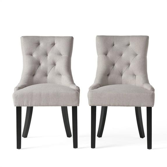 Christopher Knight Home Maggie Contemporary Tufted Armless Dining Chairs (Set of 2), Light Gray/Fabric