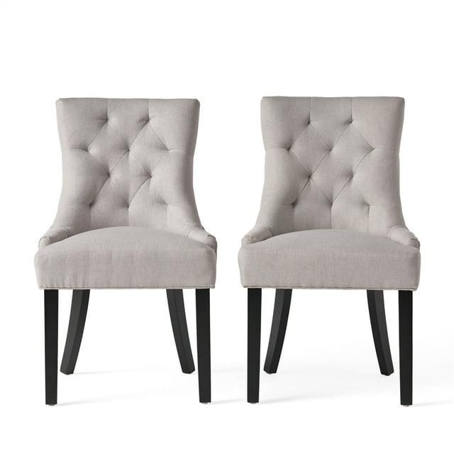 Christopher Knight Home Maggie Contemporary Tufted Armless Dining Chairs (Set of 2), Light Gray/Fabric