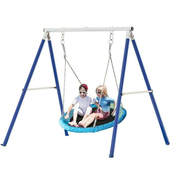 Kids Swing Set, Saucer Swing With Heavy Duty Outdoor A-Frame Metal Swing Stand For Playground Backyard, Style 2