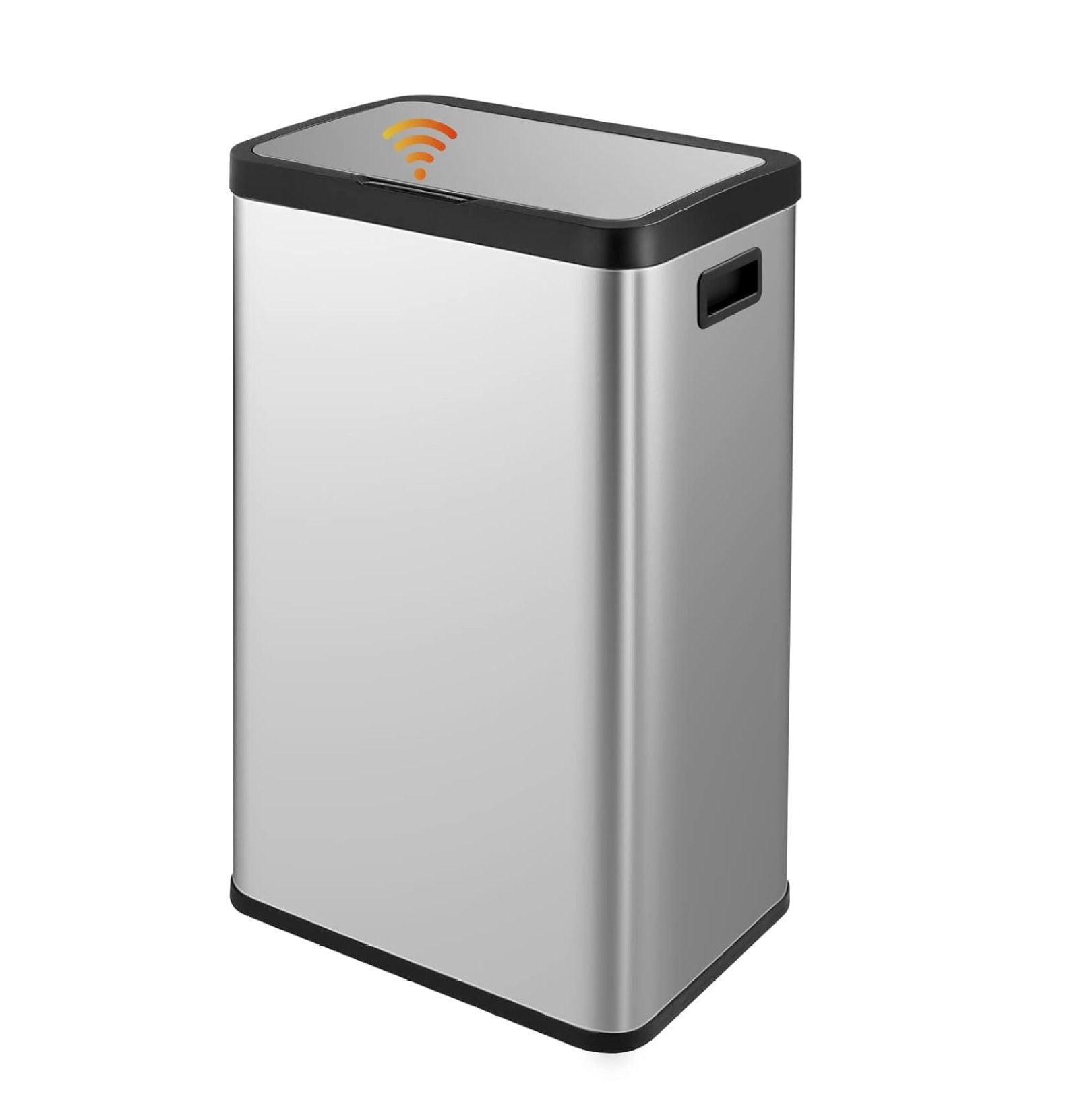 16 Gallon Silver Stainless Steel Touchless Trash Can