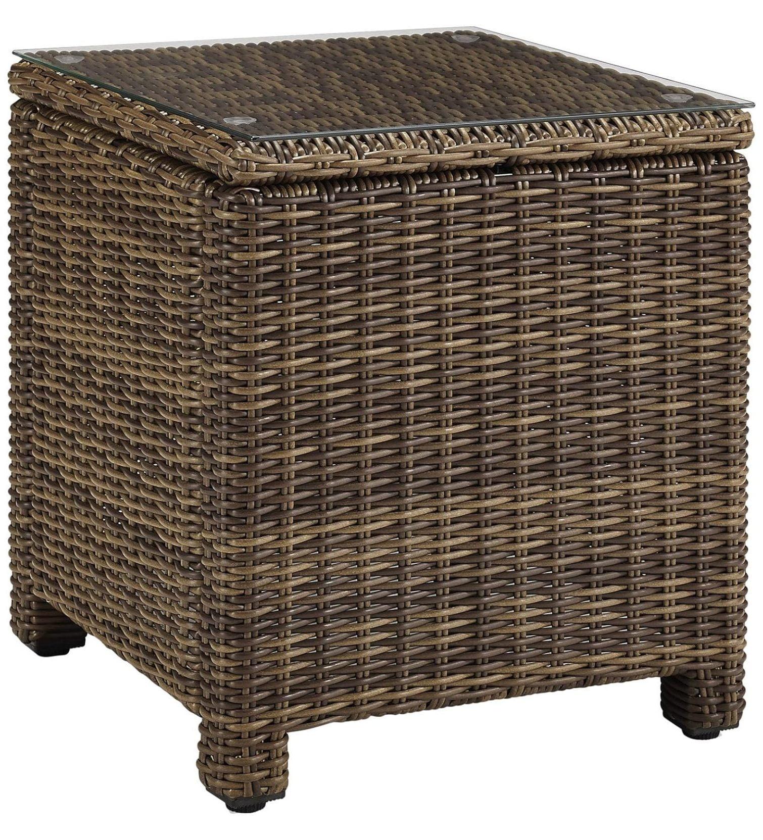 Bradenton Brown Wicker and Glass Outdoor Side Table