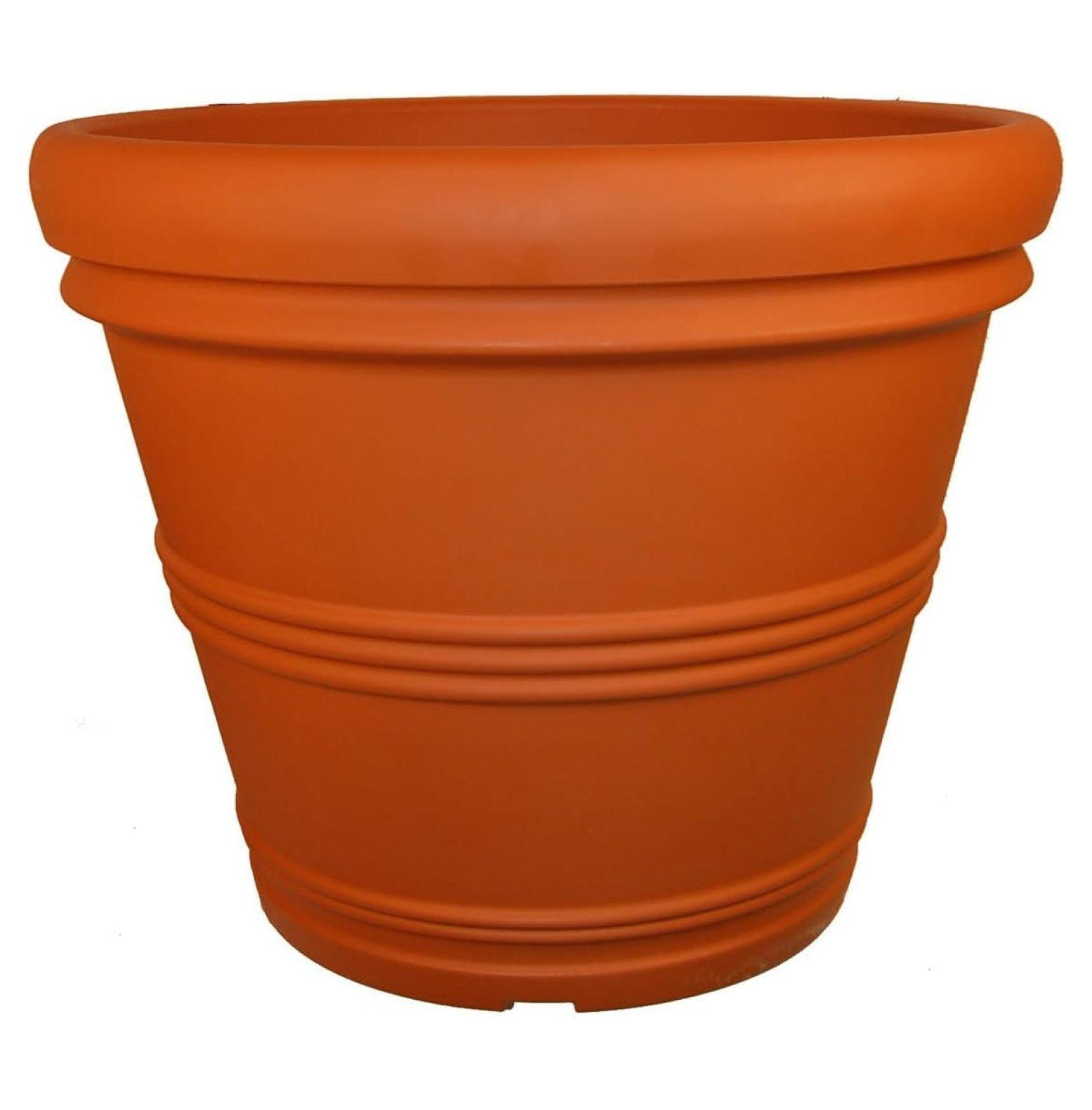 Tusco Products (#RR155) Rolled Rim Round Planter, Terra Cotta - 15.5” D x 13"