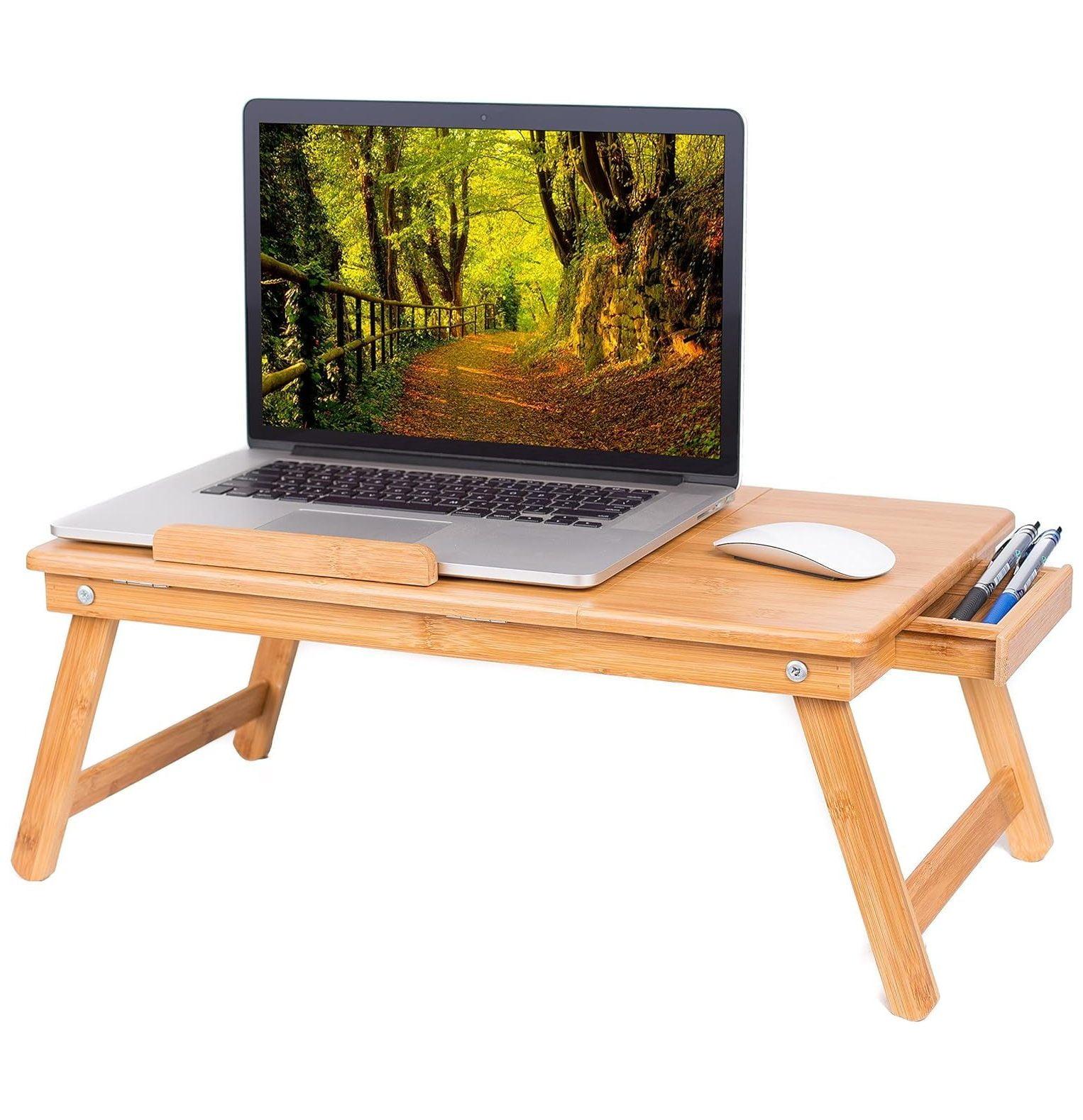 Bamboo Adjustable Laptop Bed Tray - Natural Finish