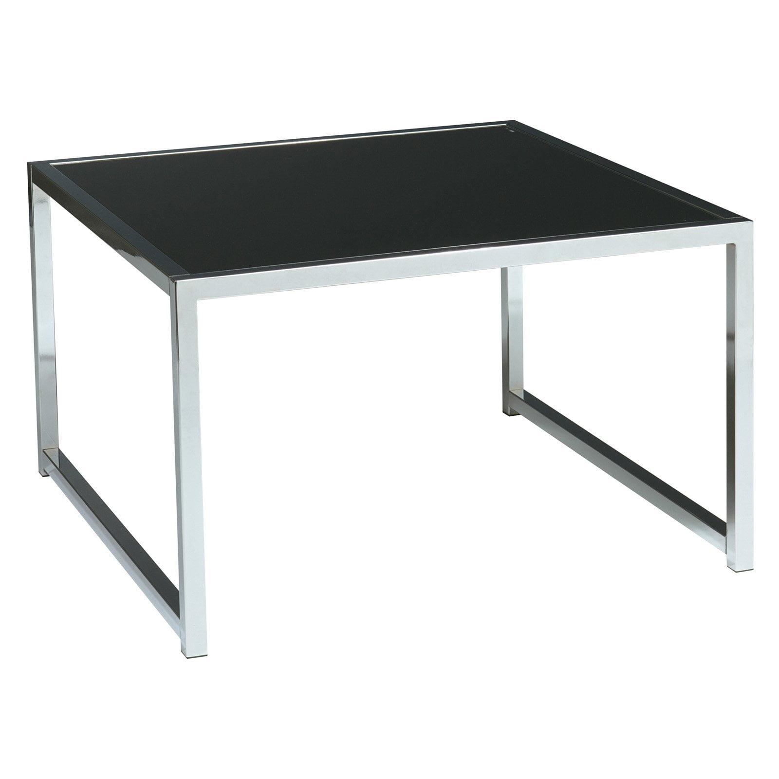 Chic Modern 21" Chrome & Dark Tempered Glass Accent Table