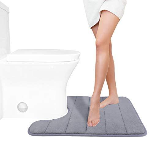 Yimobra Memory Foam Toilet Bath Mat U-Shaped, Commode Contour Rug, Soft and Comfortable, Super Water Absorption, Non-Slip, Thick, Machine Wash and Easier to Dry for Bathroom, 24 X 20 Inches,