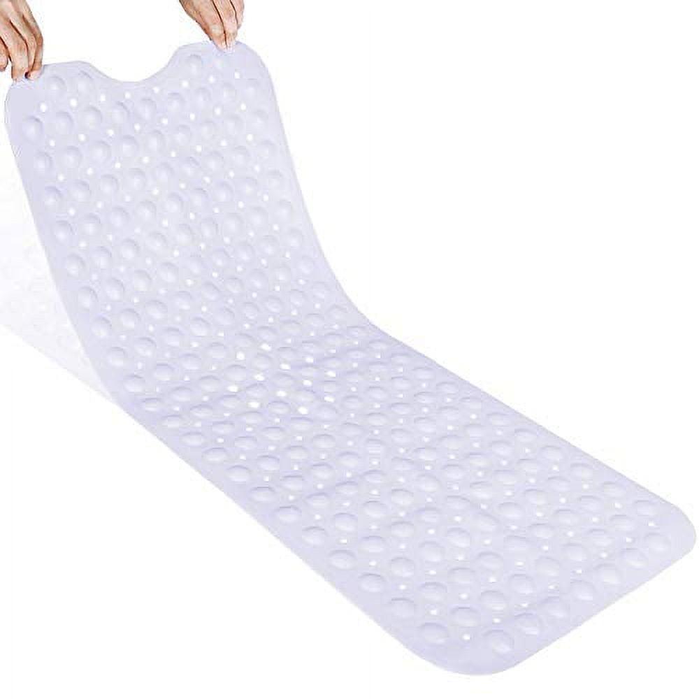 White Extra Long Non-Slip Bathtub Mat with Suction Cups