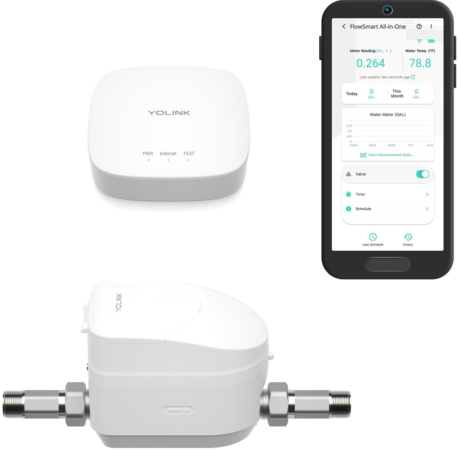 YoLink Smart Home Starter Kit: Hub & 2-Pack Water Leak Sensor 1, LoRa Up to 1/4 Mile Open-Air Range, SMS/Text, Email & Push Notifications, w/Alexa, IFTTT, Home Assistant