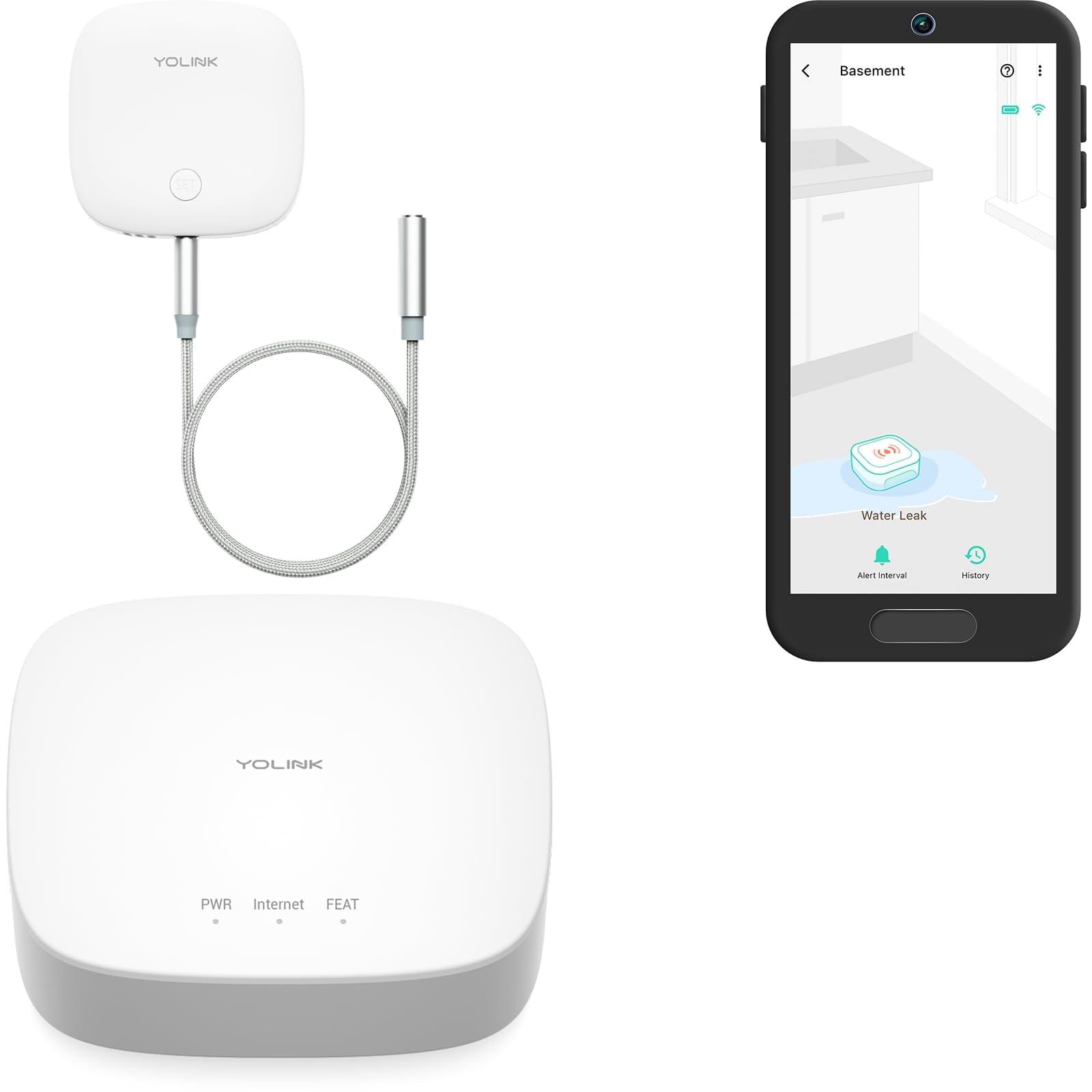 YoLink Smart Home Starter Kit: Hub & 2-Pack Water Leak Sensor 1, LoRa Up to 1/4 Mile Open-Air Range, SMS/Text, Email & Push Notifications, w/Alexa, IFTTT, Home Assistant