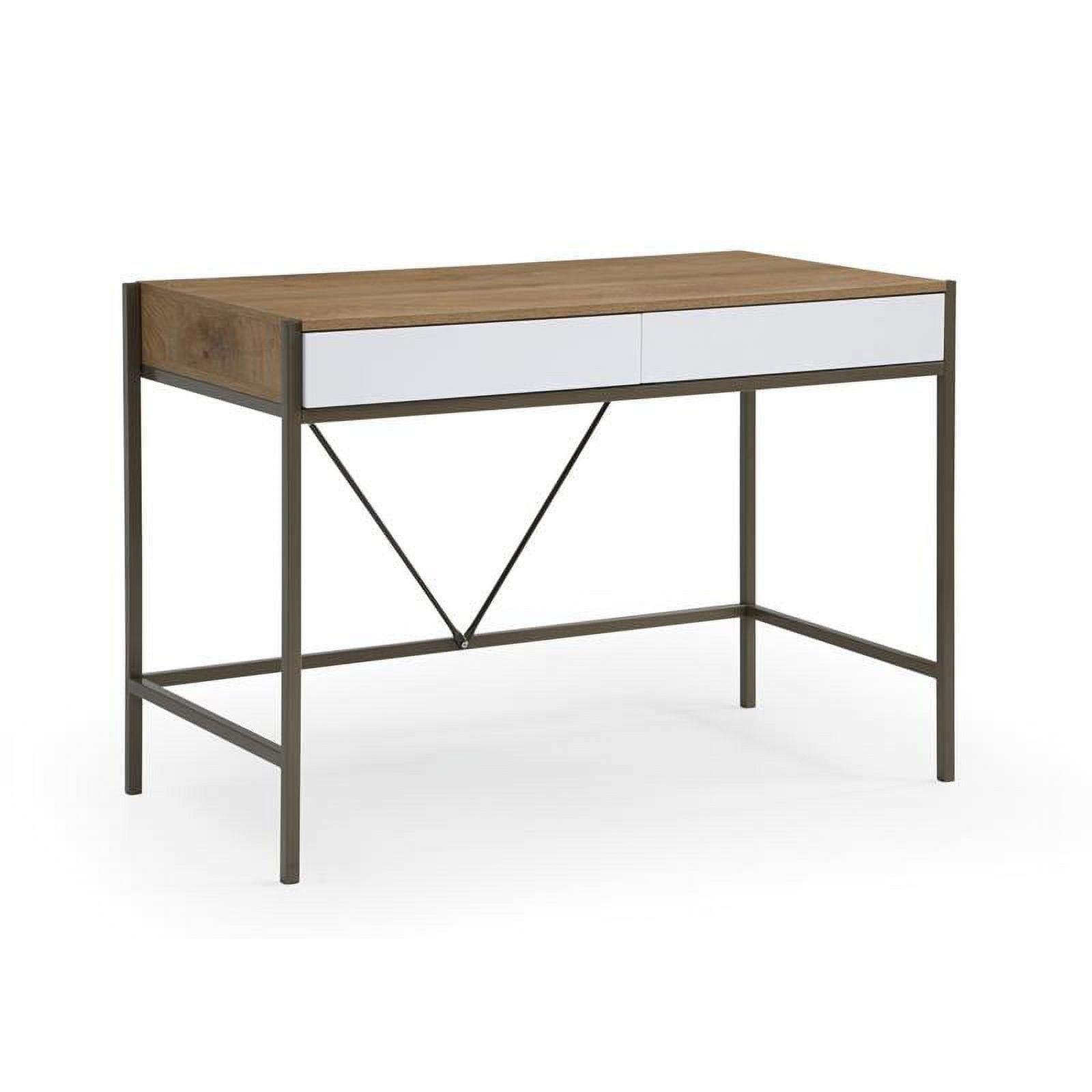 Natural and Bronze MDF Desk with Storage Drawers