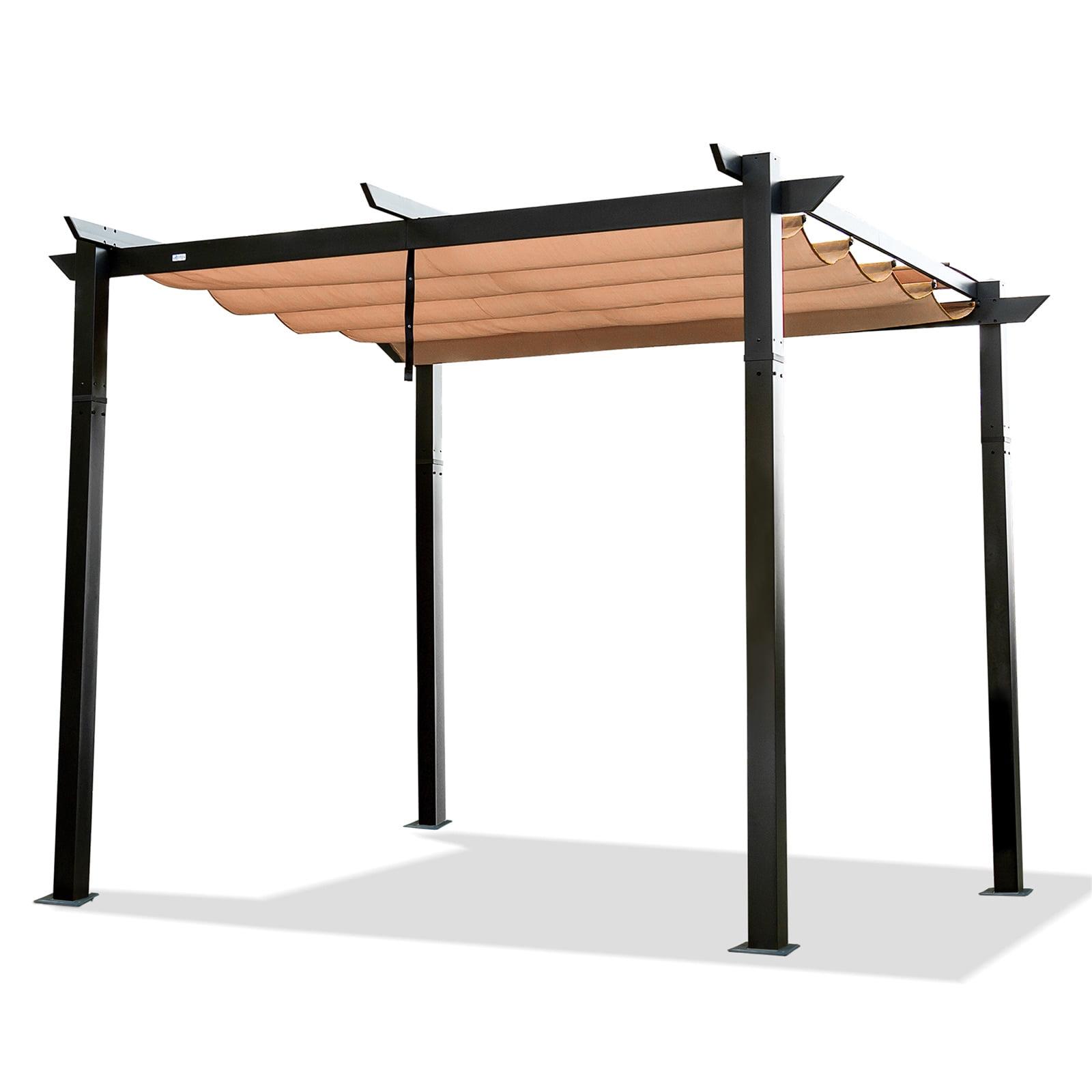 Dark Gray Aluminum Outdoor Retractable Pergola with Weather-Resistant Canopy