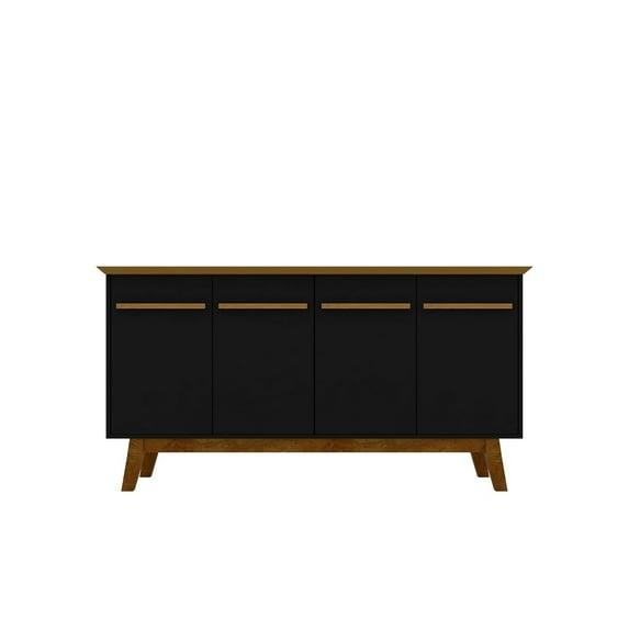 62.99" Yonkers Sideboard Black/Cinnamon - Manhattan Comfort: Mid-Century Buffet Storage Cabinet