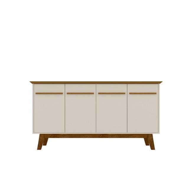 62.99" Yonkers Sideboard Off White/Cinnamon - Manhattan Comfort: Mid-Century Buffet Console