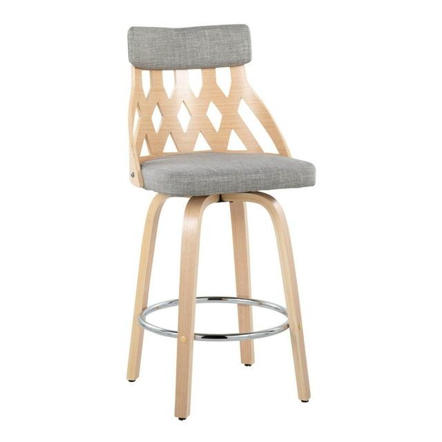 LumiSource York Upholstered Counter Height Barstool Light Gray/Natural