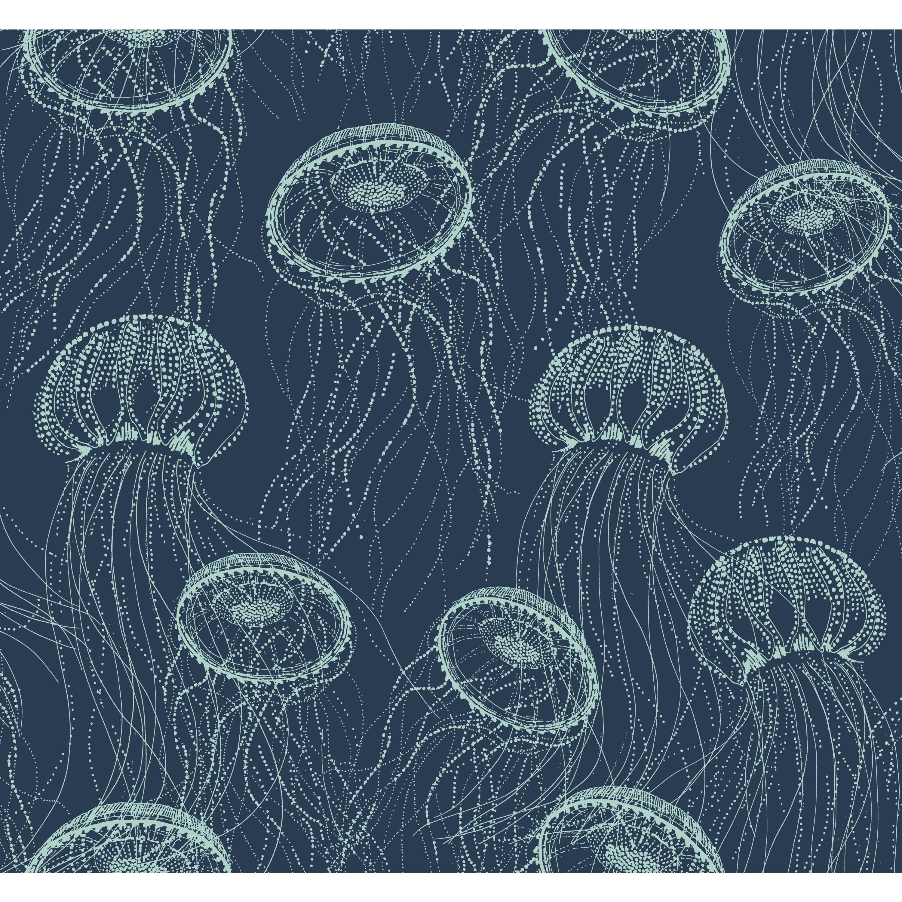 Navy Atolla Jellyfish Removable Wallpaper Roll