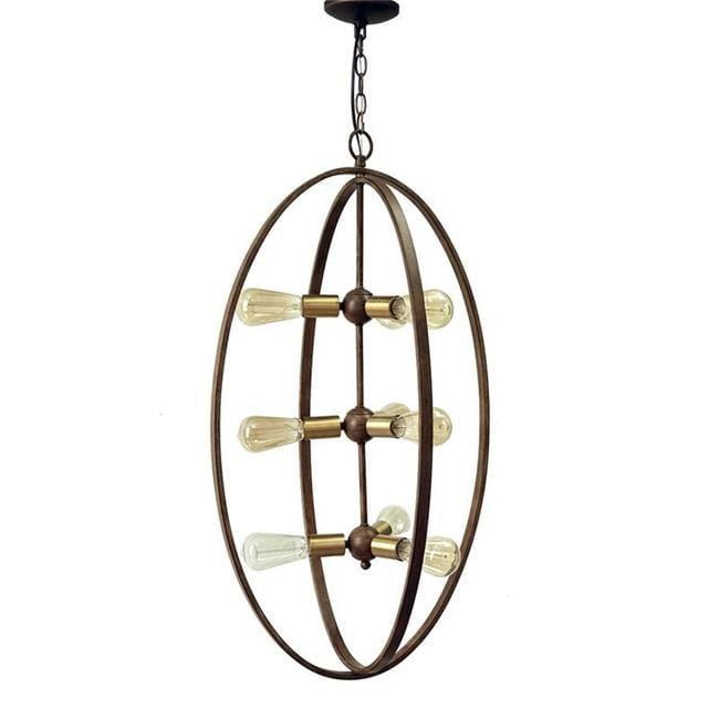 Yosemite Home Decor Alpha 9-Light Chandelier in Distressed Antique Brass Finish