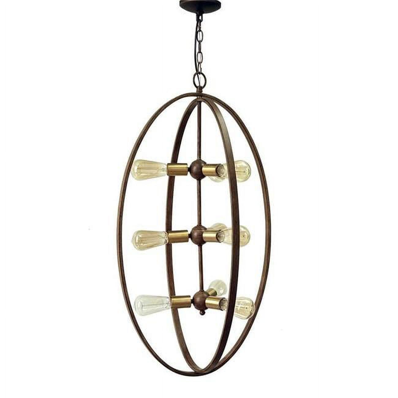 Yosemite Home Decor Alpha 9-Light Metal Chandelier in Distressed Antique Brass