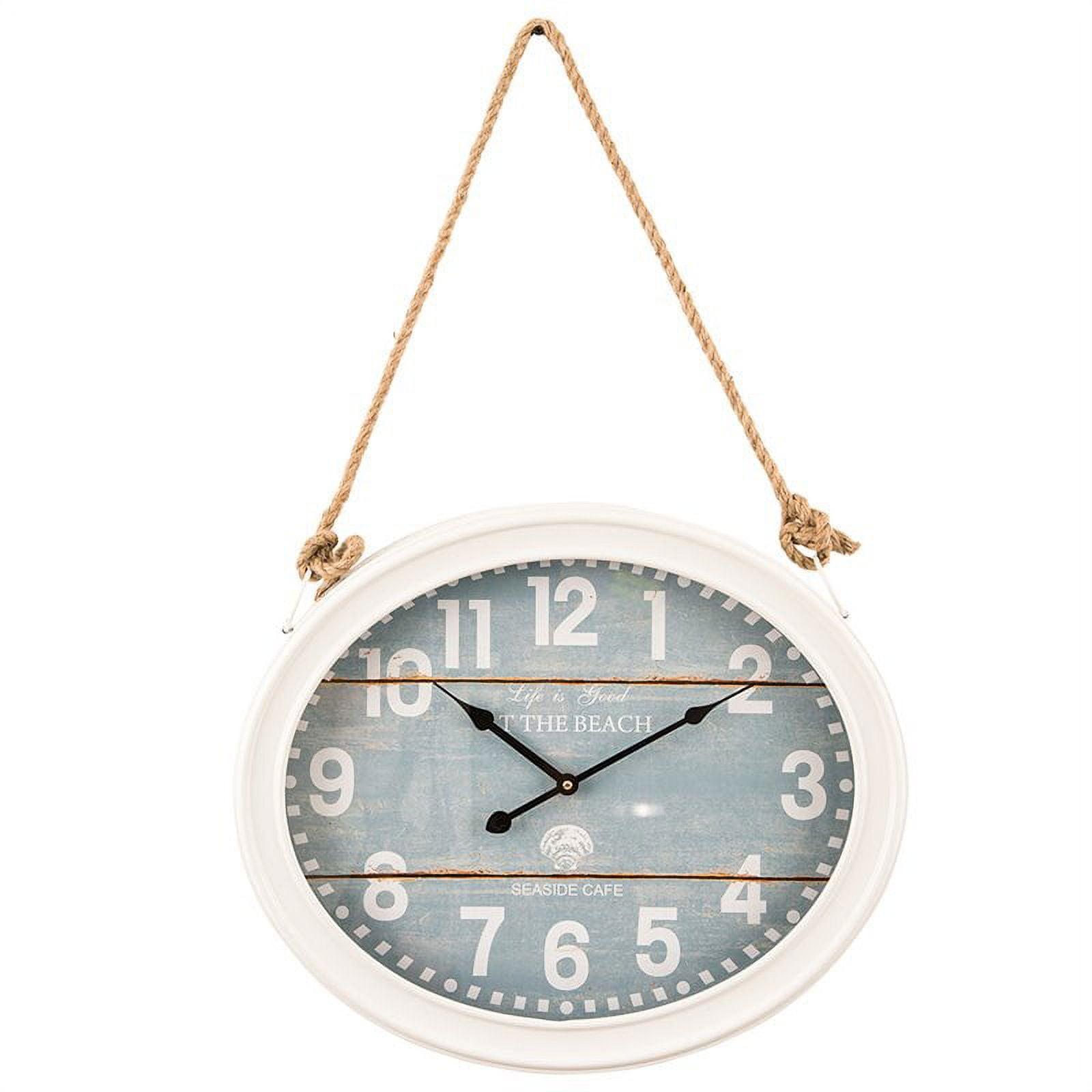 Yosemite Home Decor at The Beach White Roped Wall Clock,White, Light Blue,Small,CLKE14425017