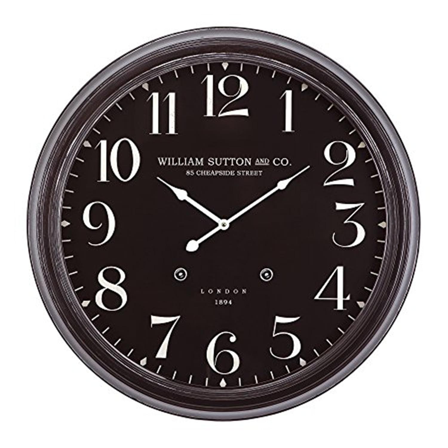 28" Oversized Black Iron Wall Clock with Beige Numerals