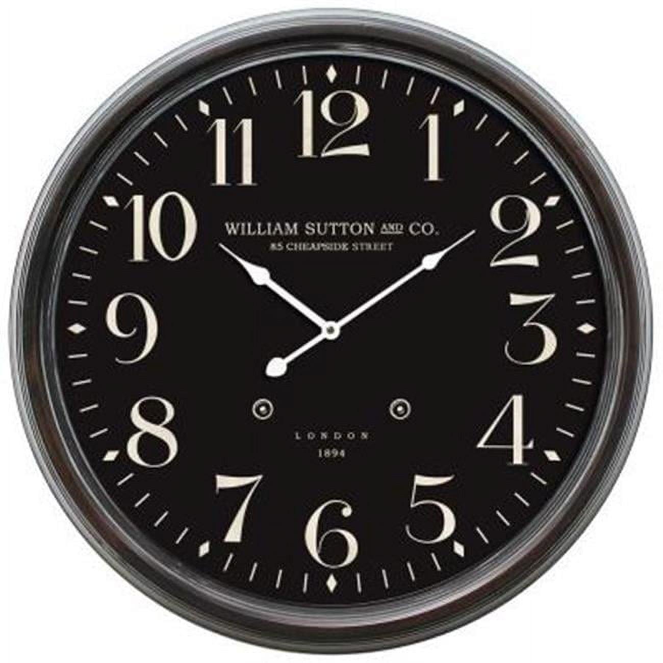 25" Round Iron Wall Clock Black - Yosemite Home Decor: Modern Analog Indoor Timepiece, 1 AA Battery Required