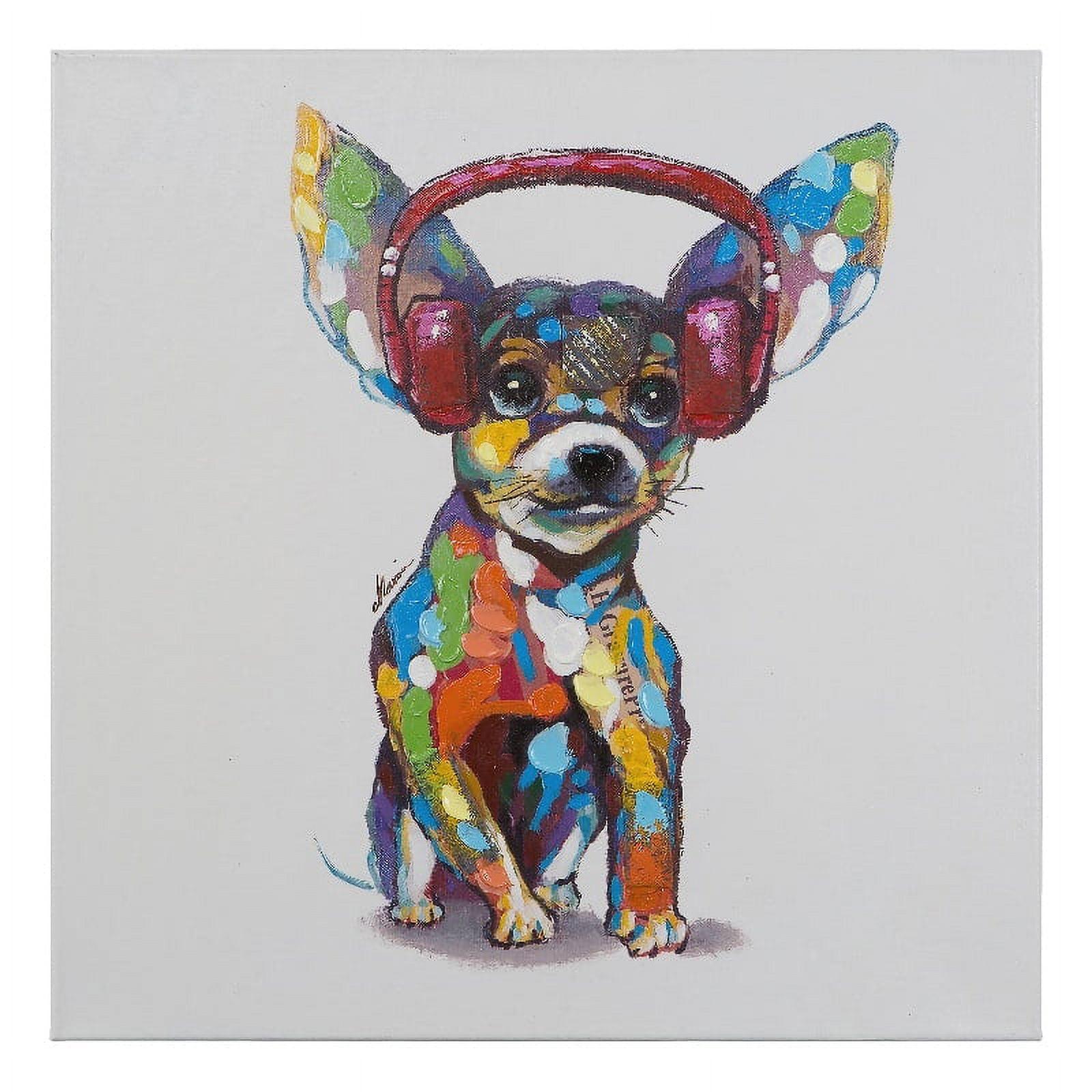 Yosemite Home Decor "Dog Beats IV" Wood Gallery Wrapped Wall Art in Multi-Color