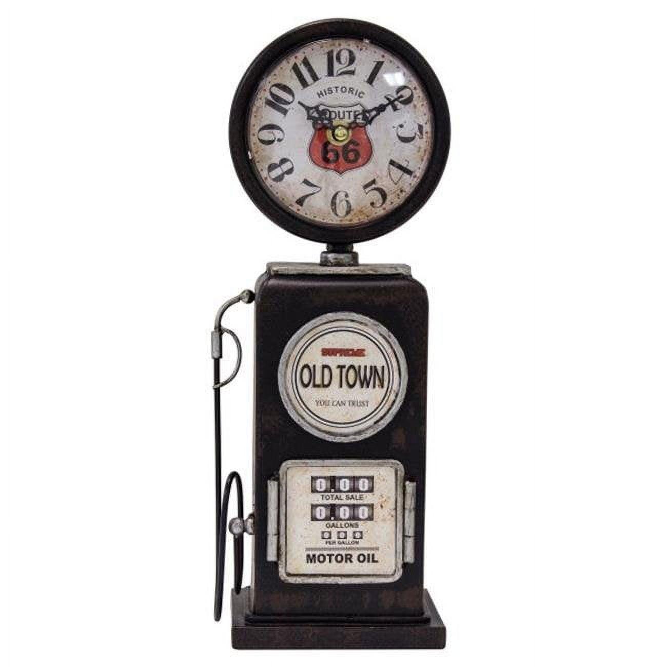 Vintage Black Gas Pump Table Clock with Quartz Movement