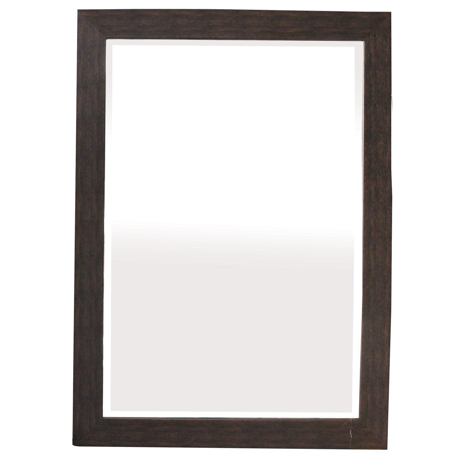 Espresso Elegance Rectangular Wall Mirror with Wood Frame, 24"W x 36"H