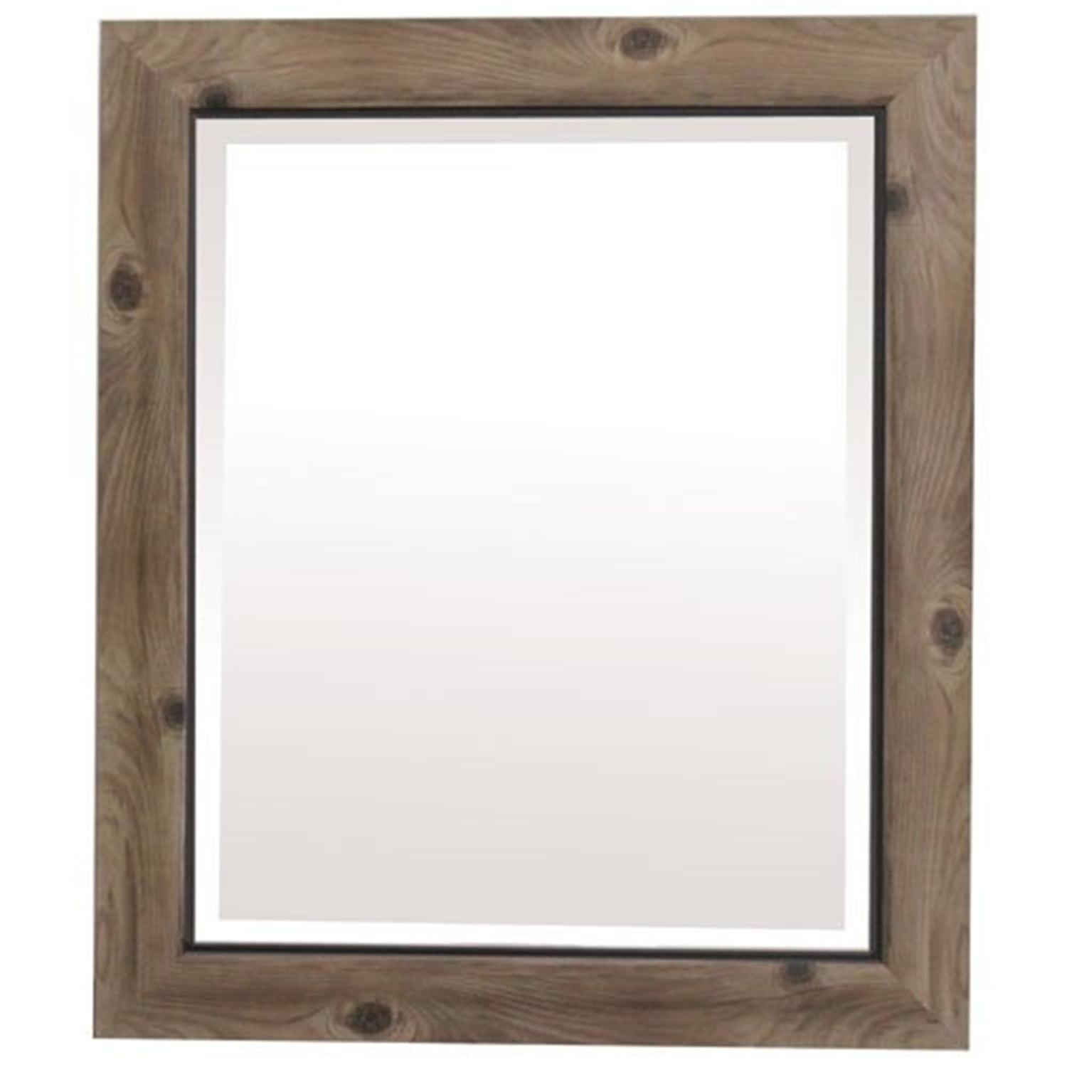 Small Gray and Black Rectangular Wood Framed Mirror