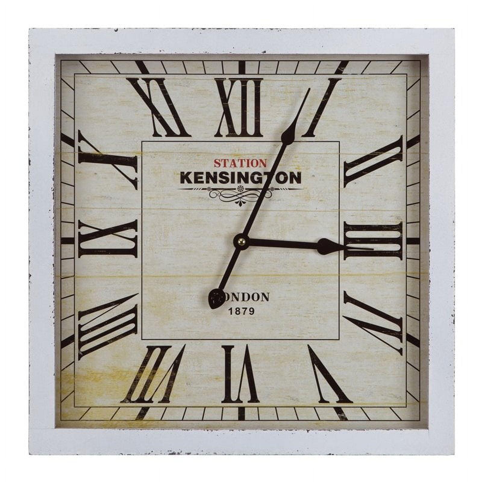 Distressed White Square Wooden Wall Clock with Roman Numerals