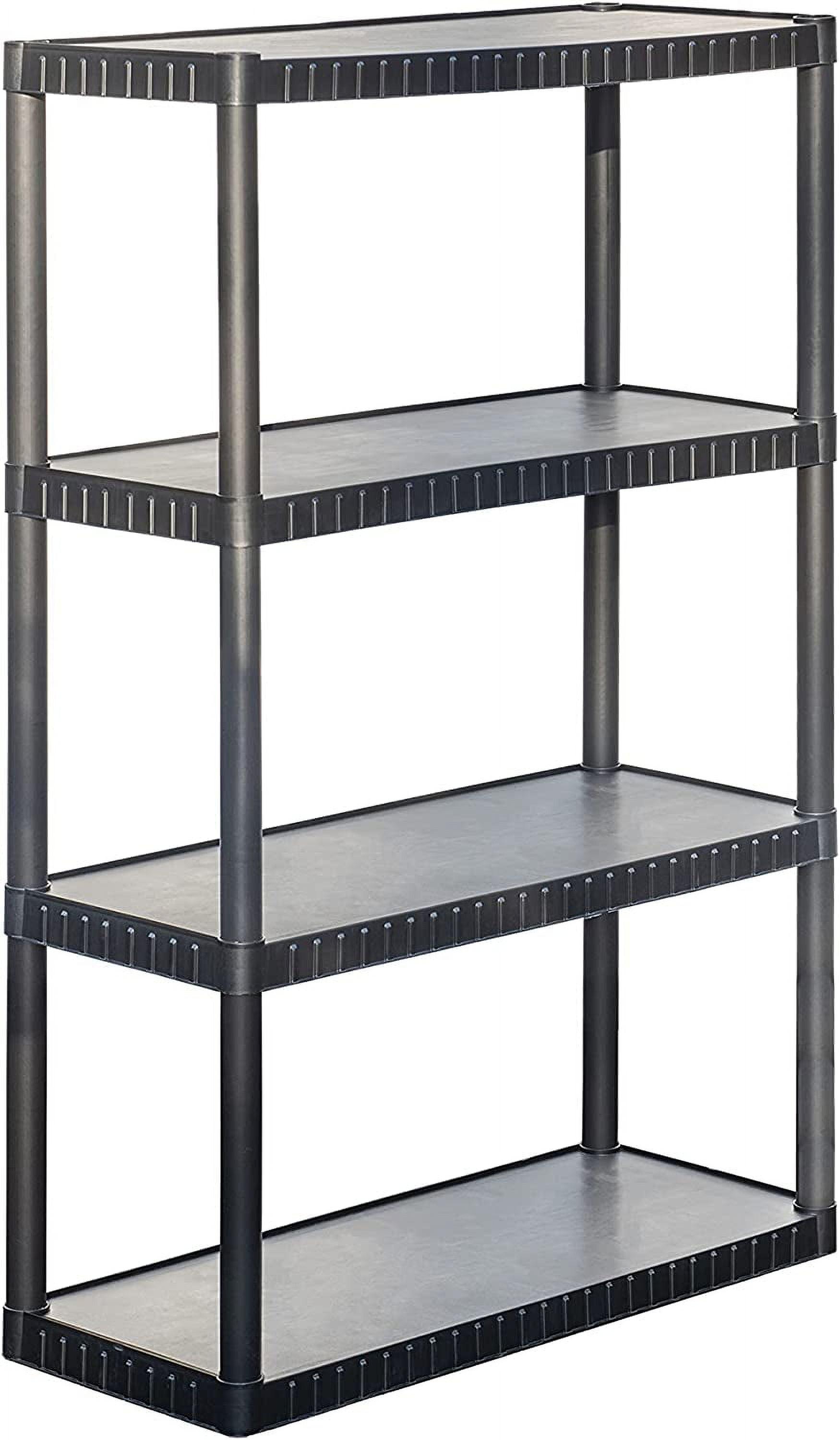 Black Matte 4-Tier Medium Duty Plastic Storage Shelf